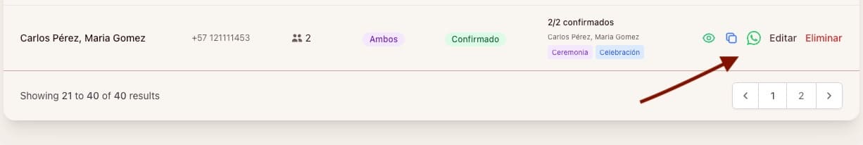 vista previa del mensaje de WhatsApp generado por Nupcii